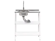 Outdoor-Küche 4er Set mit Spüle VILAMA Weiß Metall_974073