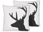 Dekokissen 2er Set SHADRACK 45 x 45 cm Baumwolle Weiß Weihnachtsmotiv_814078