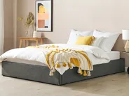 Bett mit Stauraum ohne Kopfteil DINAN Stoff Dunkelgrau 160 x 200 cm_721440