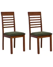 Set of 2 Dining Chairs ORTLEY Wood Dark Brown/ Green_1010667