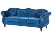 Living Room Set 5 Seater SKIEN Velvet Navy Blue_743312