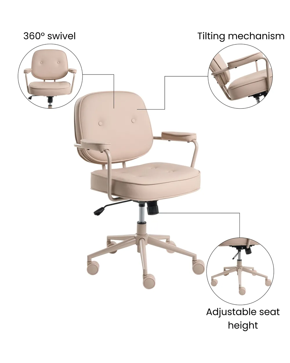 Desk Chair PARAMUS Faux Leather Sand Beige_1072367