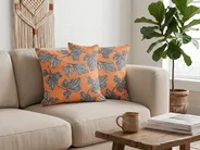 Dekokissen 2er Set SPIREA 45 x 45 cm Orange Schwarz Pflanzenmuster_857727