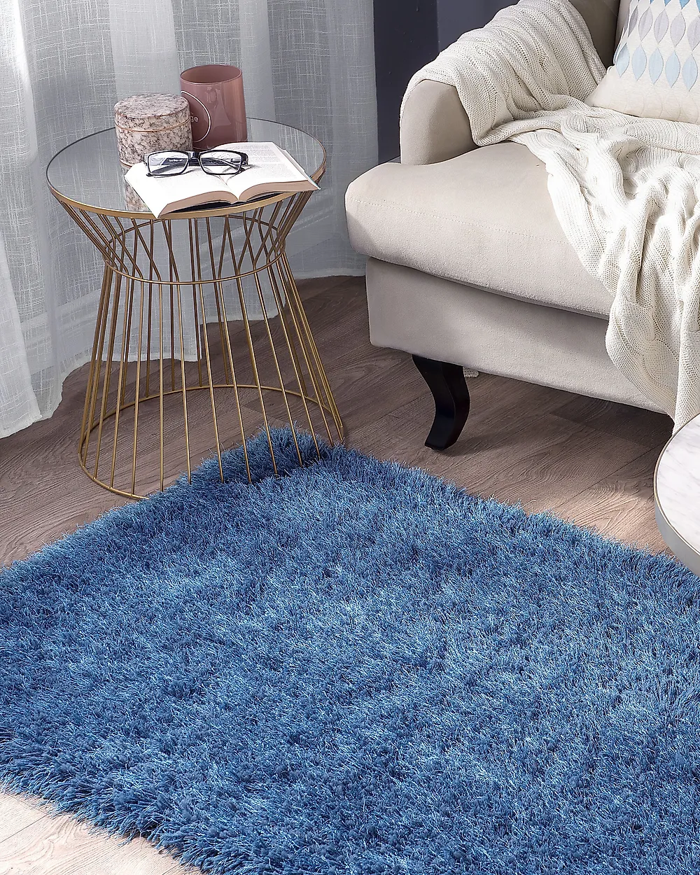 Zottelteppich CIDE Blau 80 x 150 cm_1182896