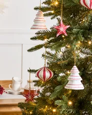 Weihnachtsbaumschmuck 12er Set GIDEALVEN Pappmaché Rot / Weiß_1085192