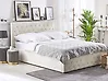 Bett mit Stauraum AMIENS Samtstoff Hellbeige 140 x 200 cm