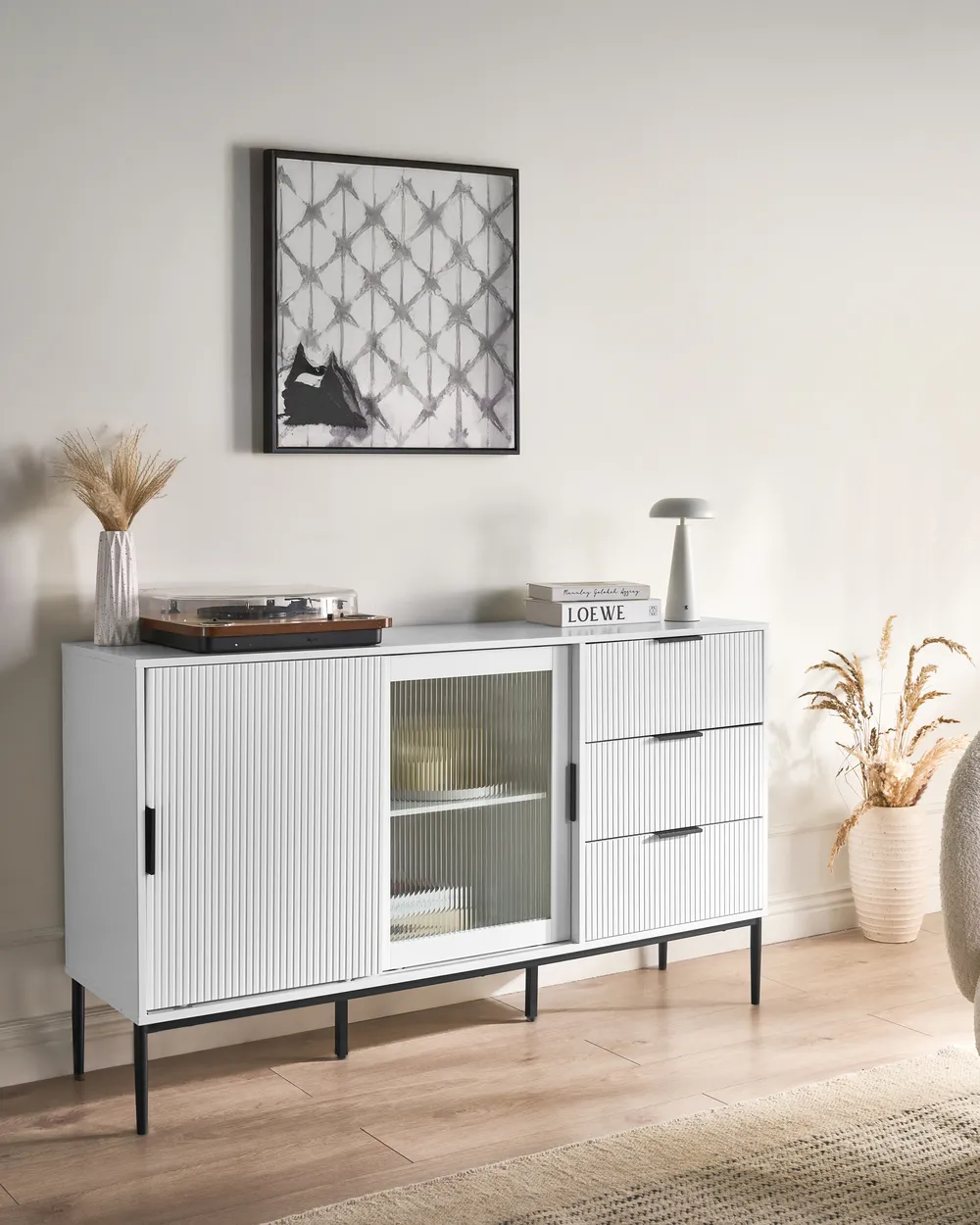Sideboard mit Glastüren LEDUC Weiß
