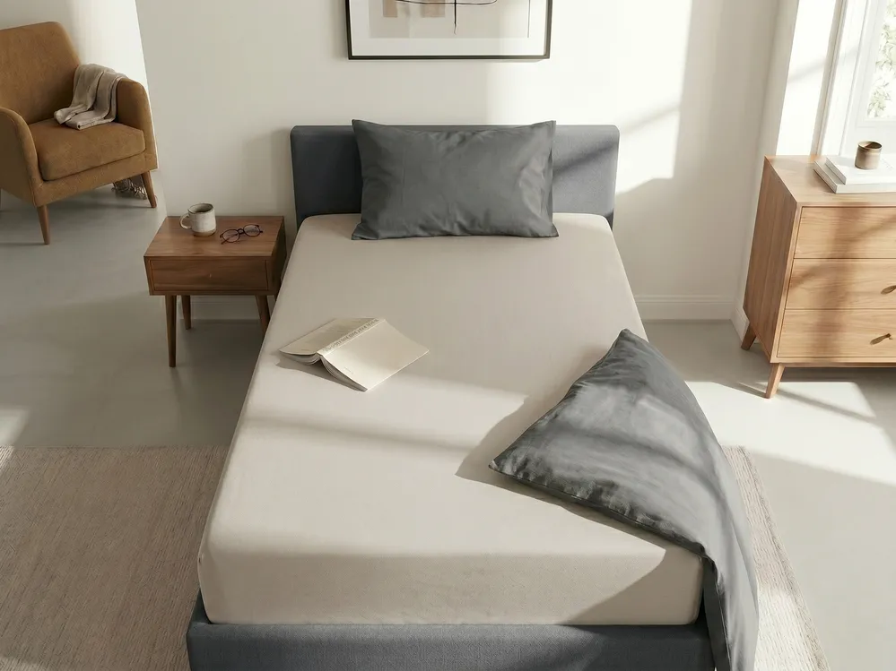 Spannbettlaken JANBU 90 x 200 cm Baumwolle Taupe