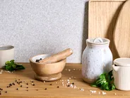 Mörser und Stößel QENA Mangoholz Braun / Weiß_1021593