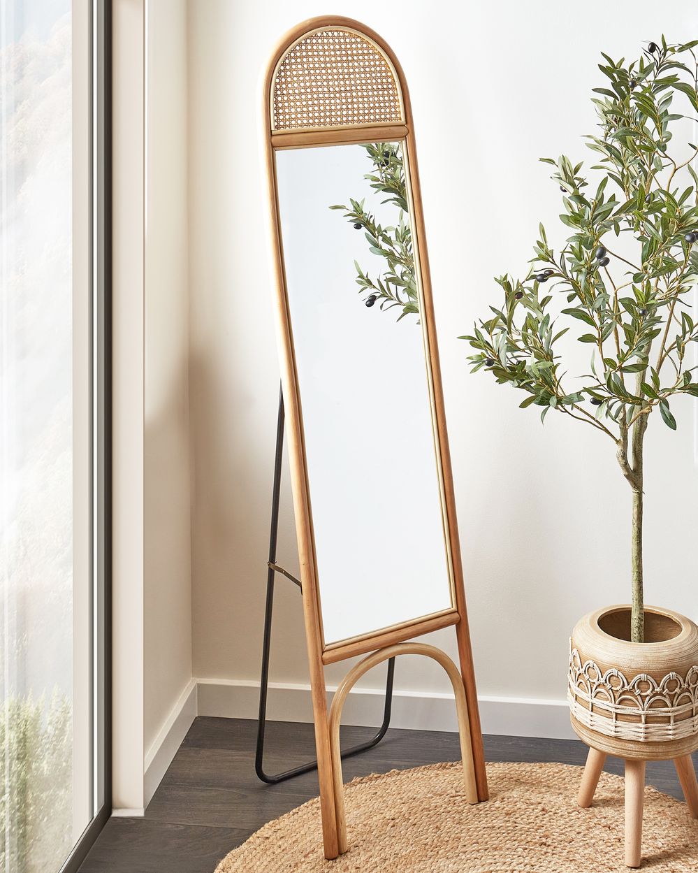 Staande spiegel BRUSSEY 170 cm Rotan Natuurlijk