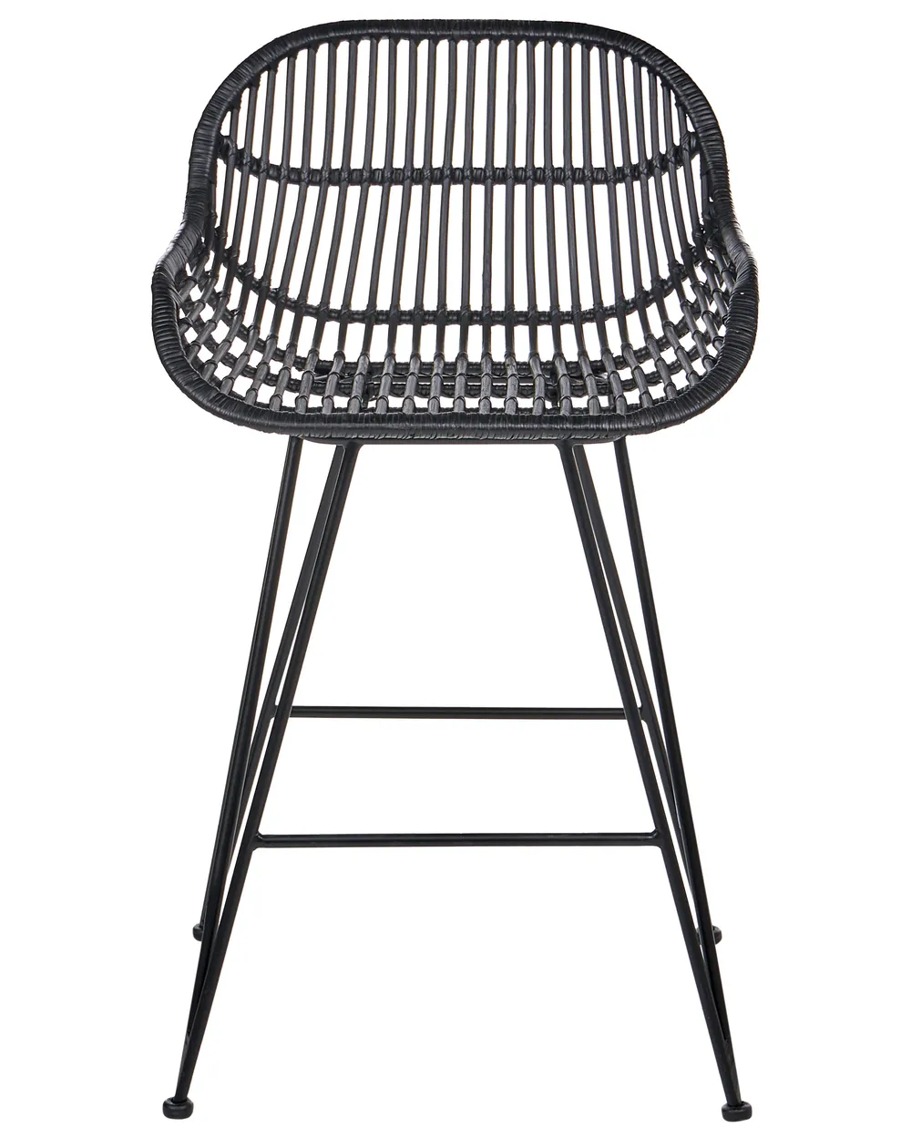Set mit 2 Barstühlen TERRELL Rattan Schwarz_1072291