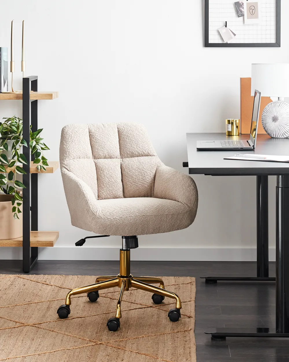 Schreibtischstuhl PALMDALE Bouclé Beige