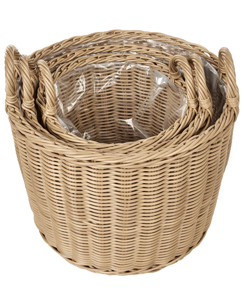 Set of 3 Wicker Planters PENDULA 33/37/45 cm PE Rattan Natural_950221
