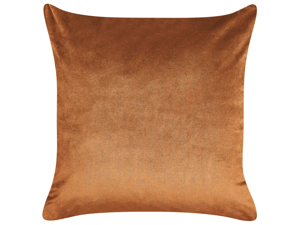 Dekokissen 2er Set SUNFLOWER 45 x 45 cm Samtstoff Orange Pflanzenmuster_829998