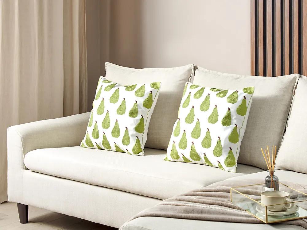 Set of 2 Decorative Cushions TRACHELIUM 45 x 45 cm Green Plant Pattern_1188029