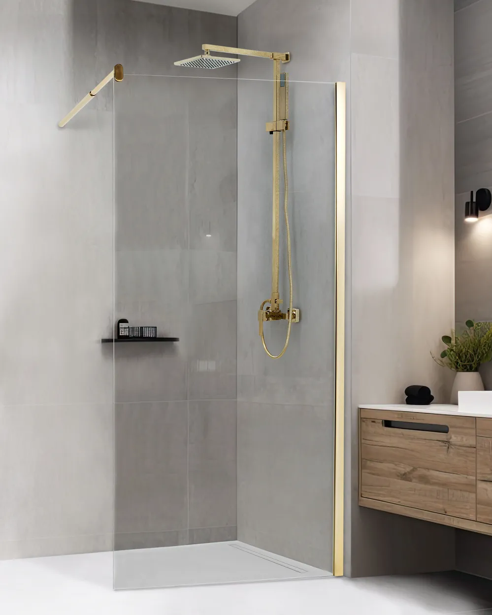 Duschwand AHAUS 100 x 190 cm Gold