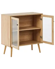 Sideboard mit Glastüren ALBANY 80 cm Hellbraun_963431
