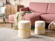 Set of 2 Storage Pouffes MEDFORD Velvet Light Beige_876779
