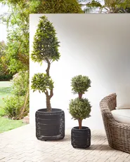 Set mit 2 Blumentöpfen BRODIEA 26/45 cm Polyrattan Schwarz_897176