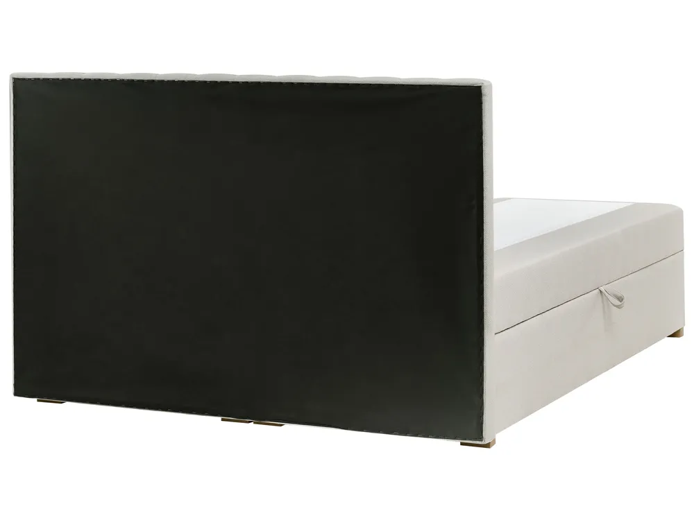Boxspringbett mit Stauraum ESQUIRE Stoff Cremeweiß 180 x 200 cm_1016153