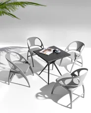 Gartenstuhl 4er Set NEMI klappbar Grau_990601