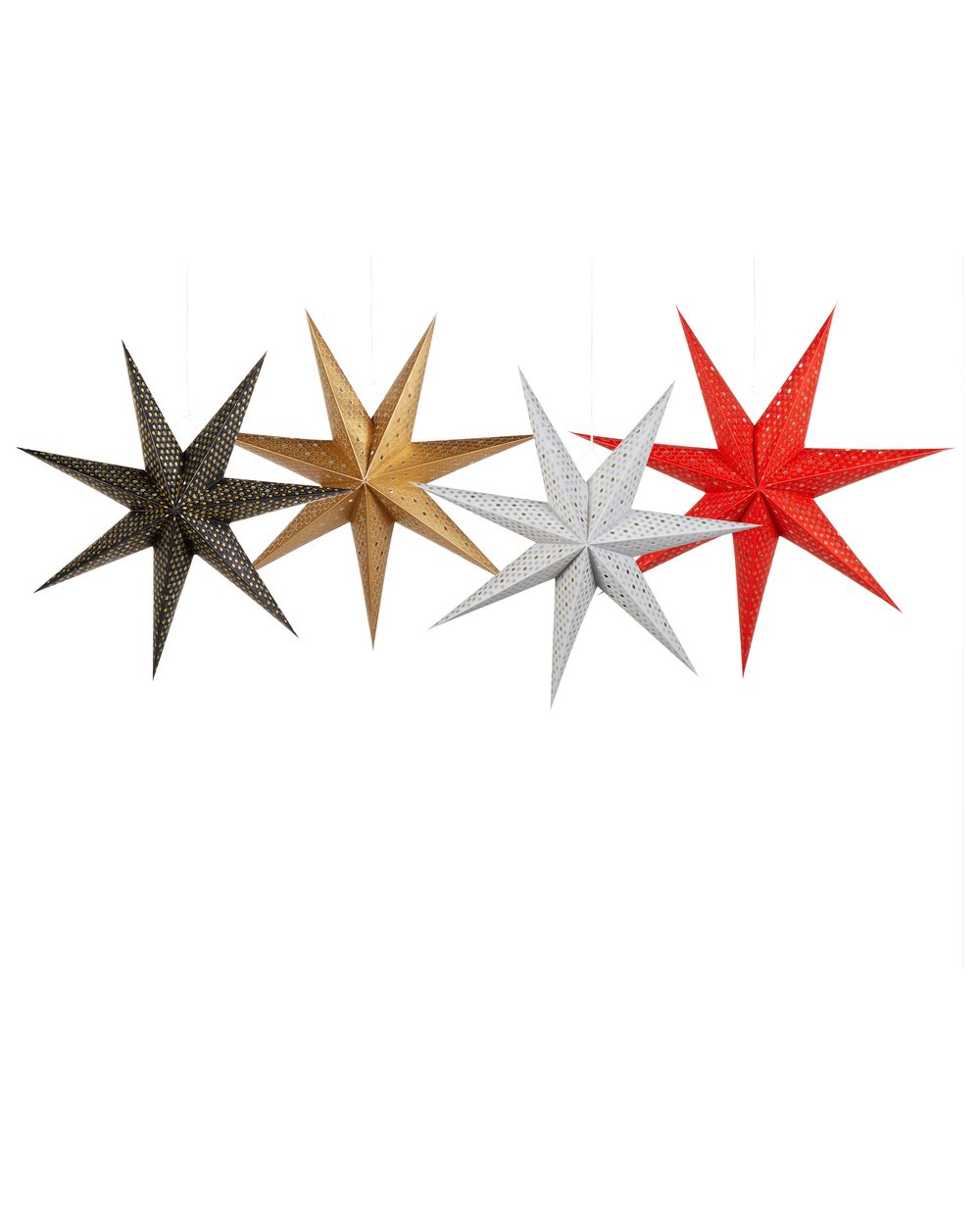 Set od 4 viseće dekoracije LED KAMET 60 cm Zvijezda Višebojni