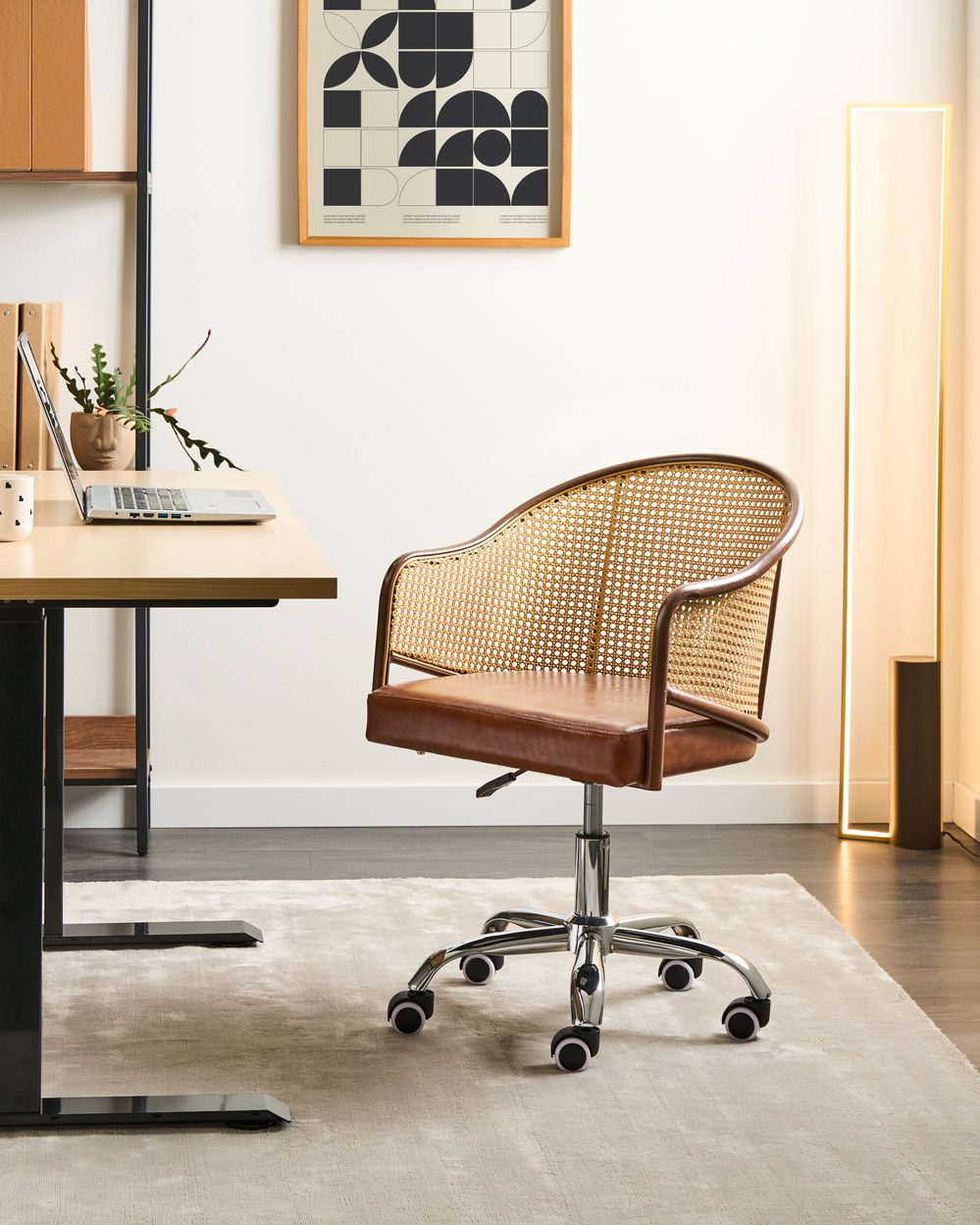 Chaise de bureau REDDING Cuir PU Marron
