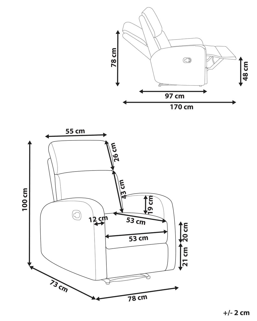 Electric Recliner Chair VERDAL with Footrest Velvet Beige_1081077