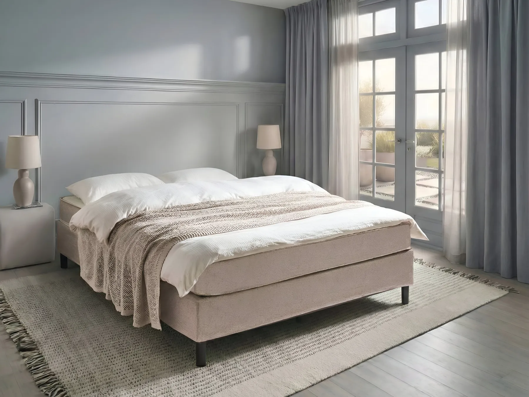 Boxspringbett ohne Kopfteil Stoff COUNTESS 160 x 200 cm Beige_978625