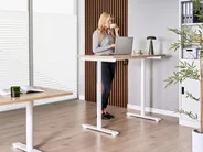 Schreibtisch manuell höhenverstellbar DESTINAS 120 cm 72 cm Hellbraun / Weiß_1000574