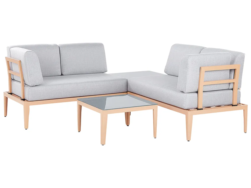 Garden Corner Sofa with Table 6 Seater RIMA III Modular Metal Grey Left Hand_828870