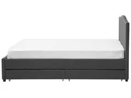 Bett mit Schubladen MONTPELLIER Stoff Dunkelgrau 180 x 200 cm LED_709578