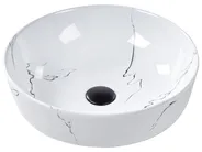 Aufsatzwaschbecken HOPI ⌀ 42 cm Keramik Weißer Marmor_922195