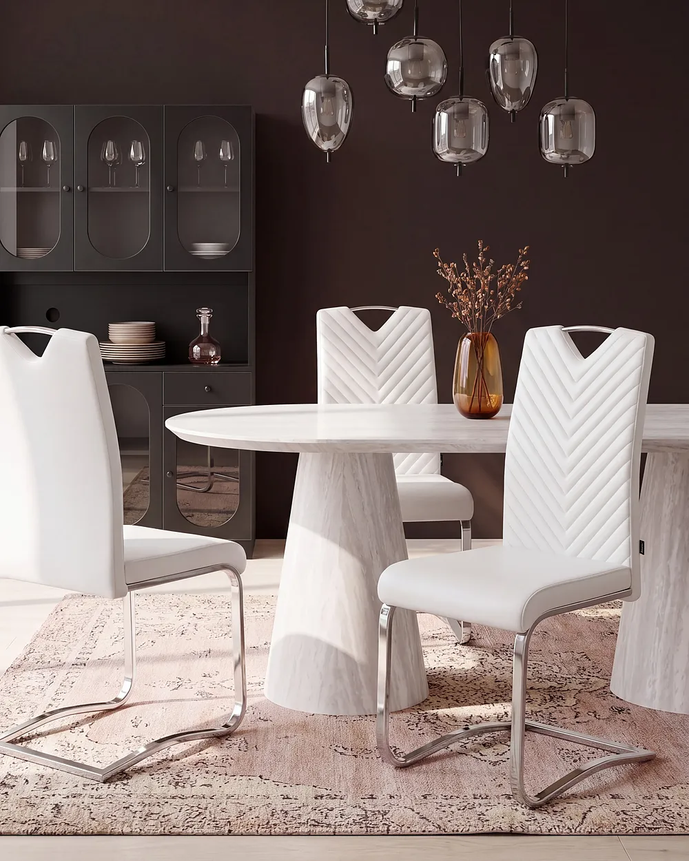 Set of 2 Dining Chairs PICKNES Faux Leather Off-White_1156945