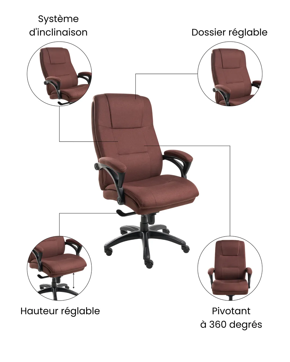 Fauteuil de bureau MAGNUS Lin Marron_1071102