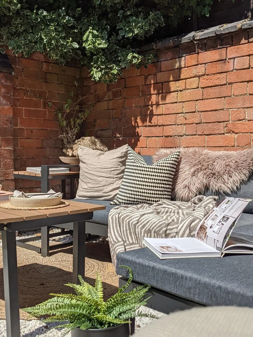 Garten Ecksofa mit Tisch 5-Sitzer MESSINA Metall Schwarz linksseitig_810288