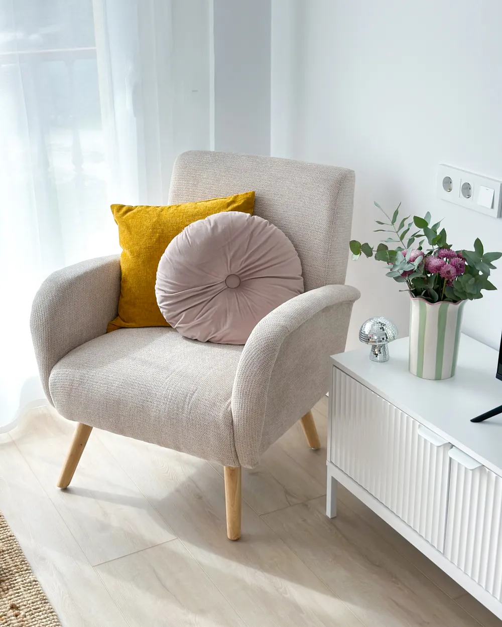 Armchair PLASSEN Fabric Light Beige_1027335
