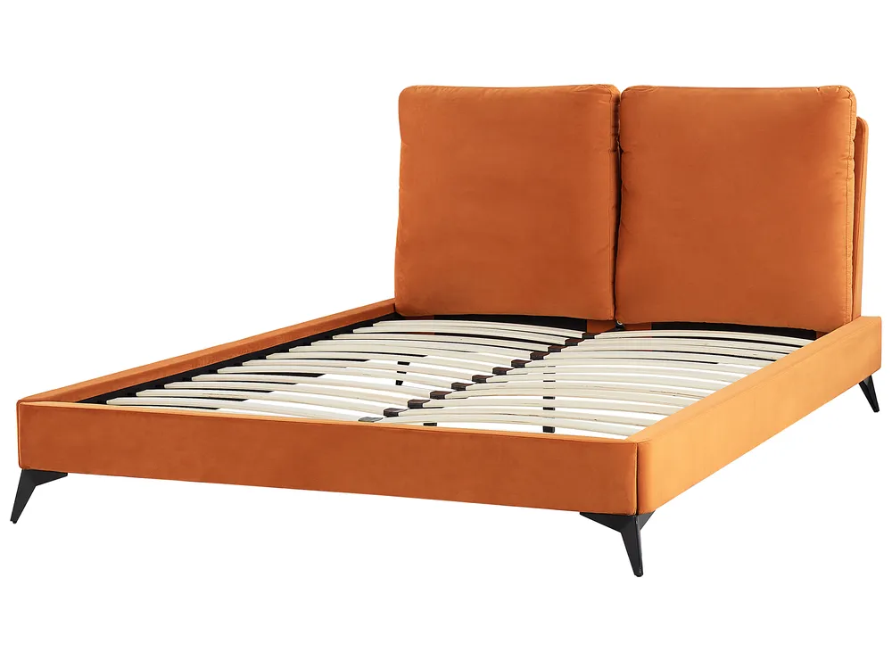 Postelja Žamet MELLE 140 x 200 cm Oranžna_829878