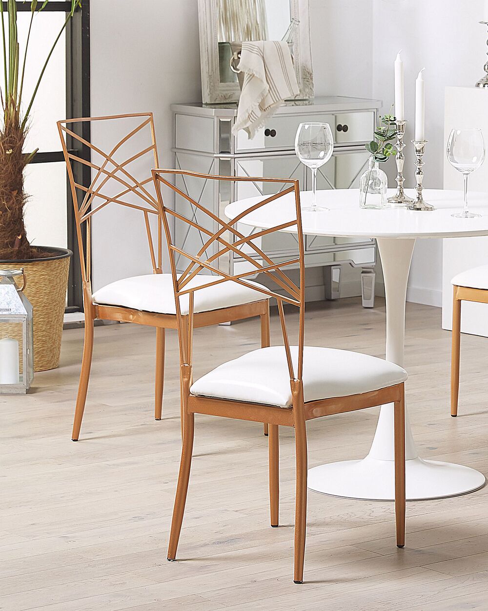 Set van 2 eetkamerstoelen GIRARD Metaal Roségoud