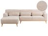Ecksofa 3-Sitzer SIMOS Chenillegewebe Beige rechtsseitig