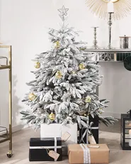 Künstlicher Weihnachtsbaum mit Schnee BASSIE 120 cm Weiß_783321