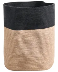 Aufbewahrungskorb 2er Set SILOPI Baumwolle Schwarz / Beige_1067354