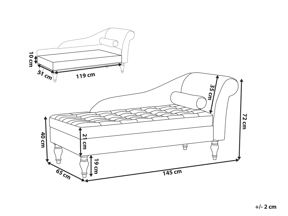 Rechtsseitige Chaiselongue PESSAC mit Stauraum Samtstoff Hellgrau_763415