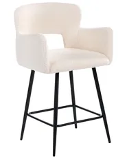 Set of 2 Bar Chairs SANILAC Boucle Off-White_912635