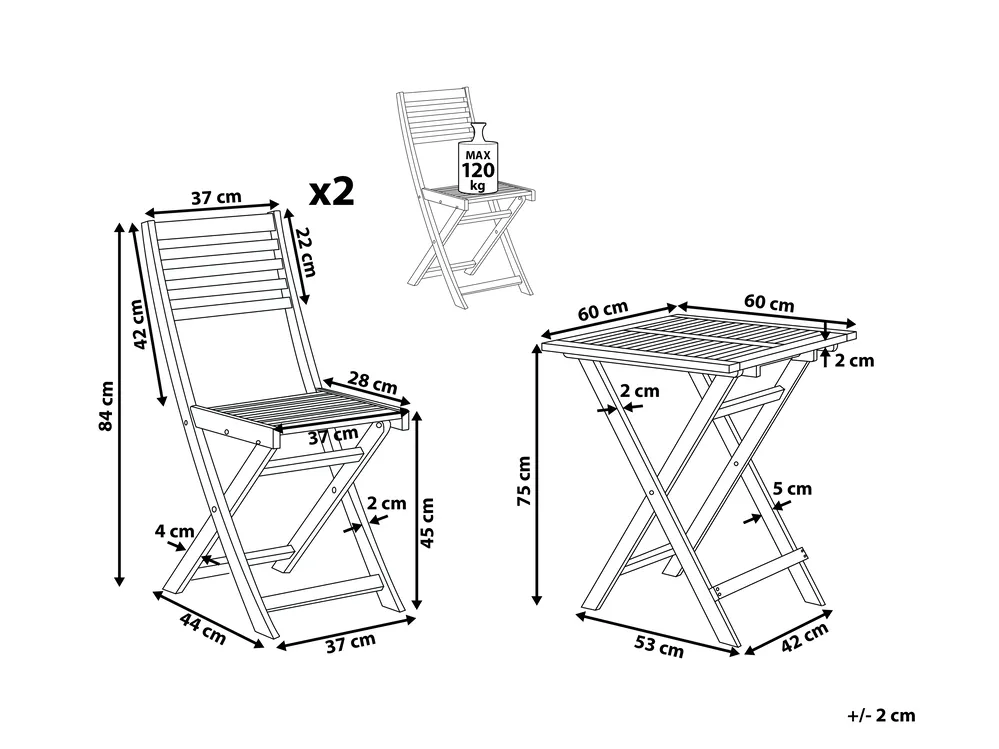 Bistro Set klappbar FIJI Akazienholz Hellbraun_707370
