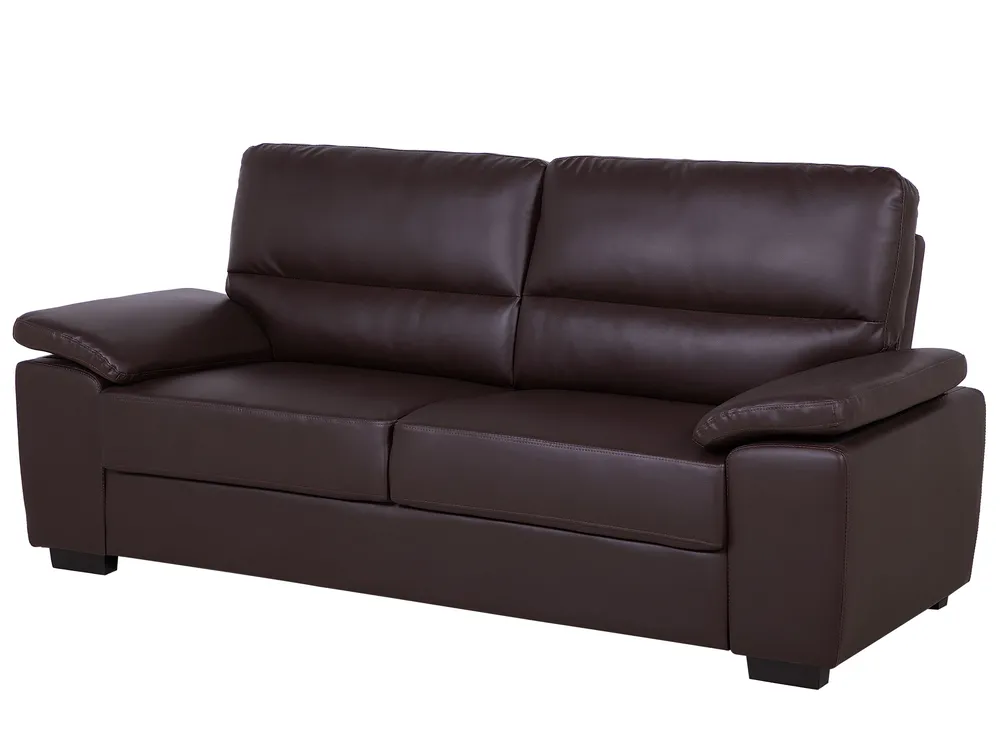 Sofa 3 Seater VOGAR Faux Leather Dark Brown_730016
