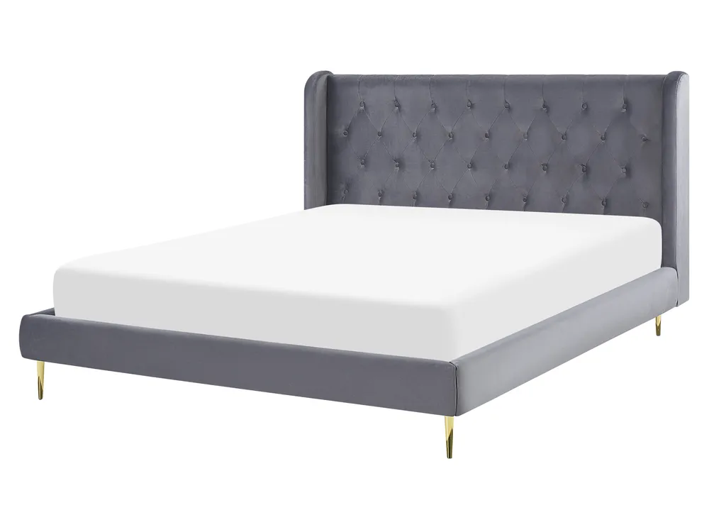 Bett mit Lattenrost Samtstoff FORBACH 160 x 200 cm Grau
