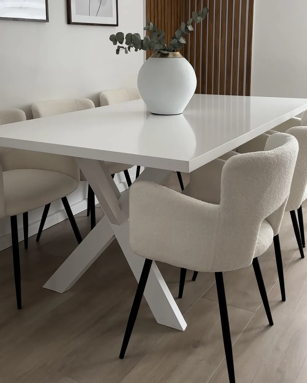 Set of 2 Dining Chairs SANILAC Boucle White_907333