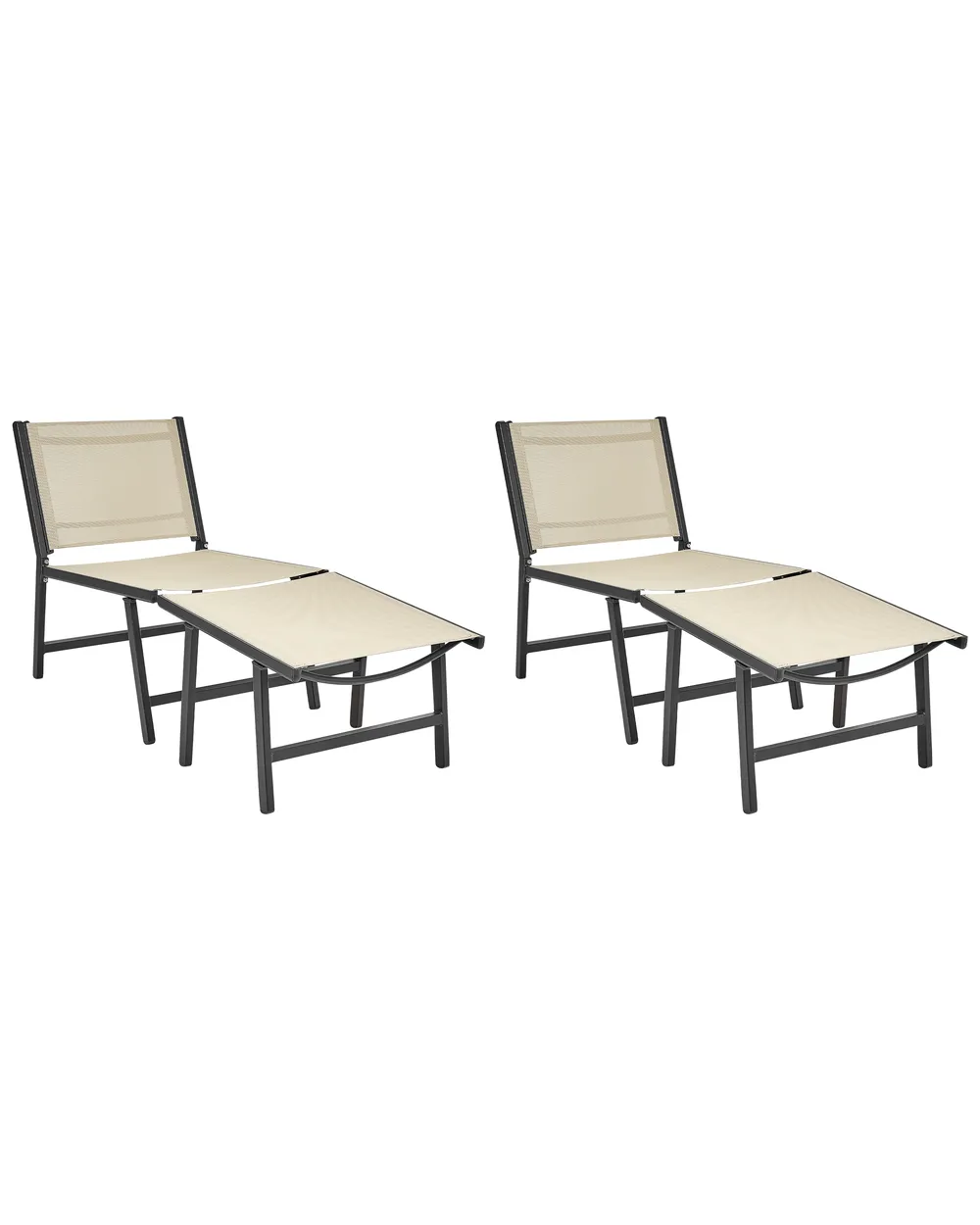 Gartenstuhl 2er Set MARCEDDI mit Fußstütze Metall Beige