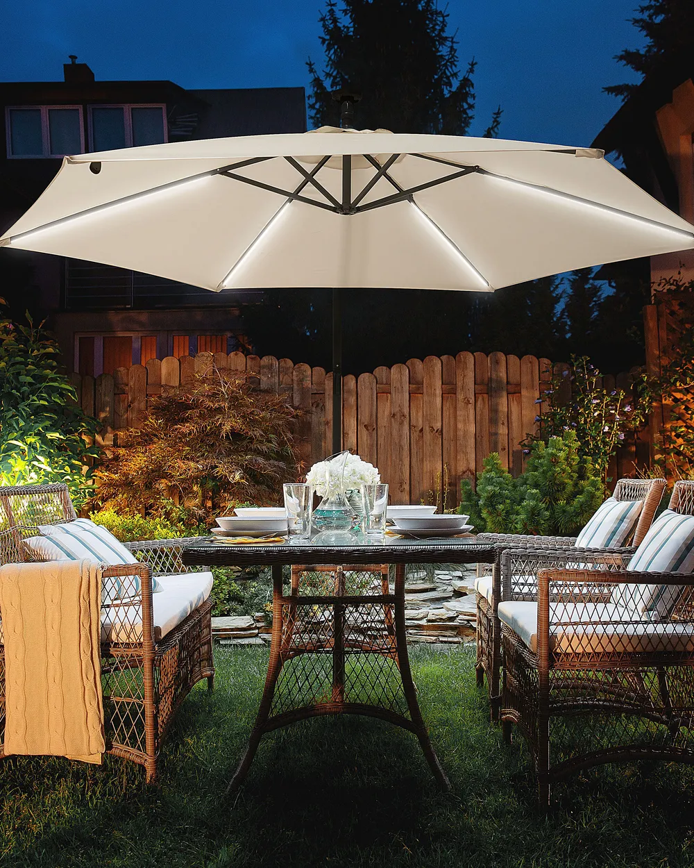 Ampelschirm LED 285 cm CORVAL Beige